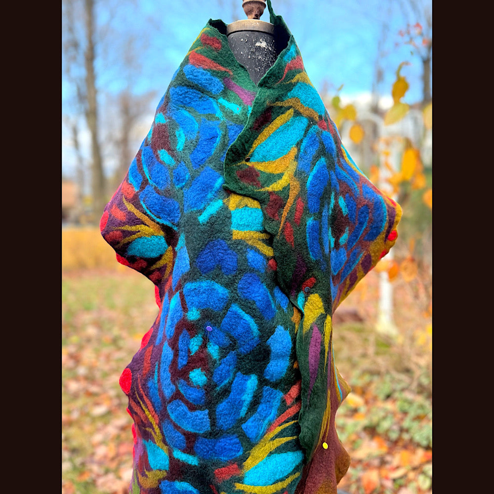 Handmade wool Felted Scarf 92” X 16”