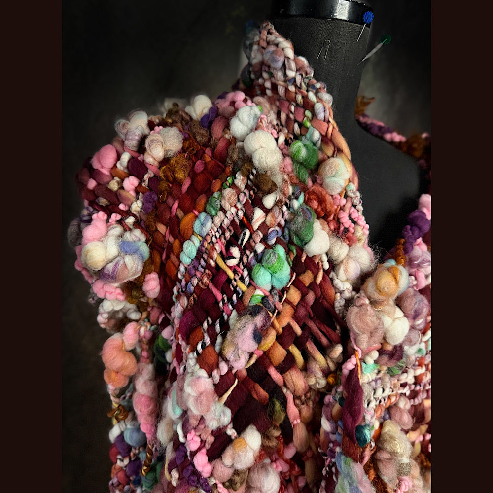 Handmade wool Woven Scarf 86” X 11”