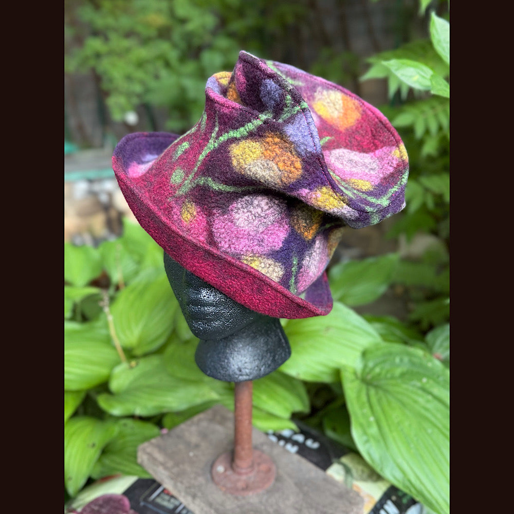 OOAK Handmade wool Felted hat 22” small