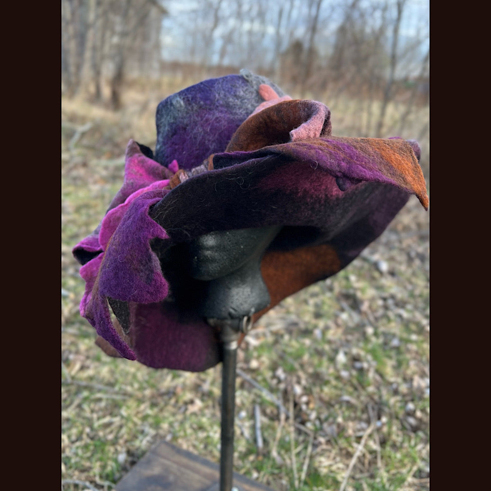 Large brim Felted hat with bow 24” large