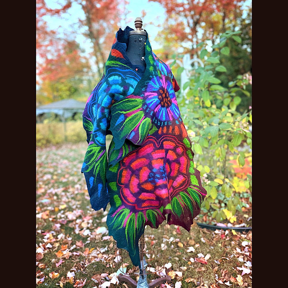 Handmade wool Felted Scarf 82” X 31”