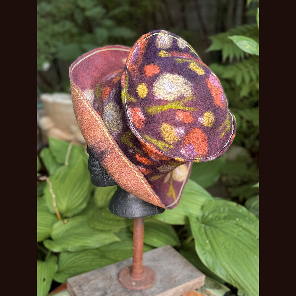 OOAK Handmade wool Felted hat 23.5” medium