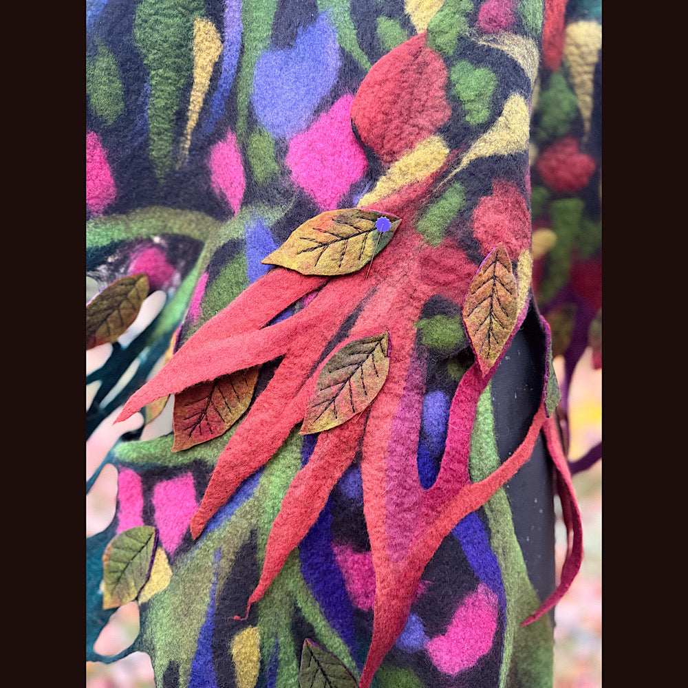 Handmade wool Felted Scarf 86 X 24”