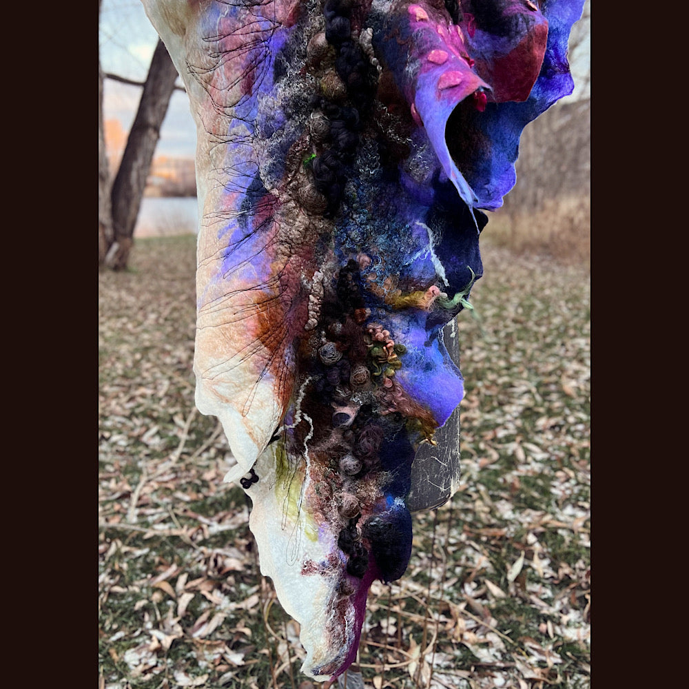 Last rays before dawn felted scarf 69” X 20”