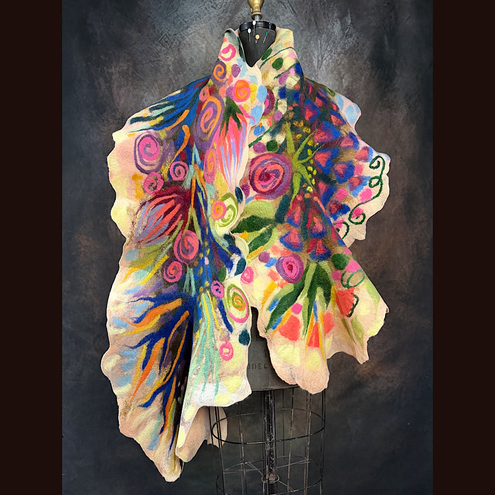 OOAK Handmade wool Felted Scarf 84” X 18”