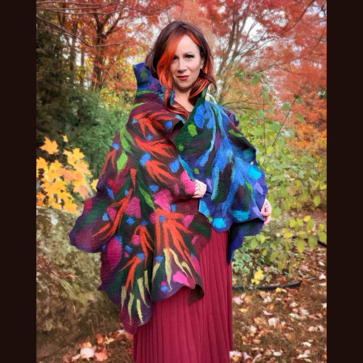 Handmade wool Felted Scarf 79” X 23”