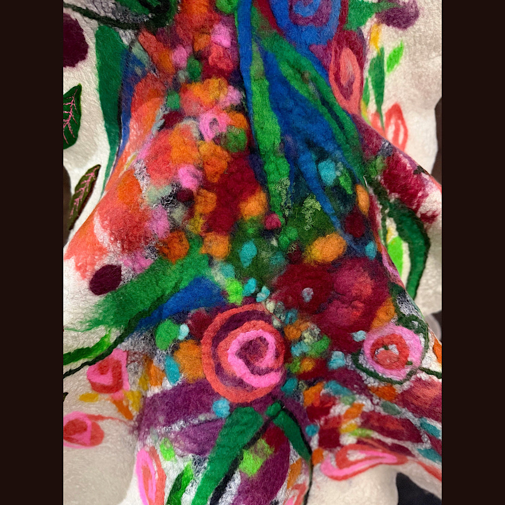 OOAK Handmade wool Felted Scarf 80” X 19”