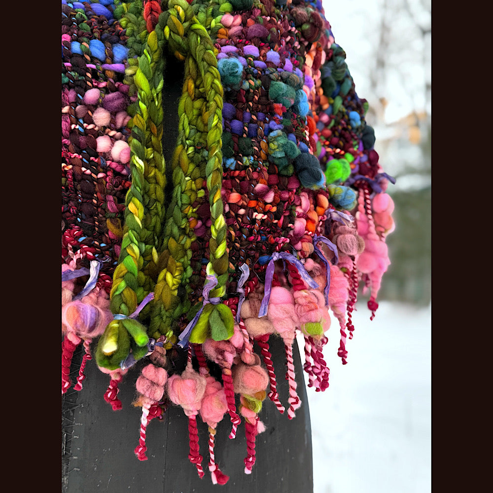 Handmade wool Woven Scarf shawlette 53” X 28”