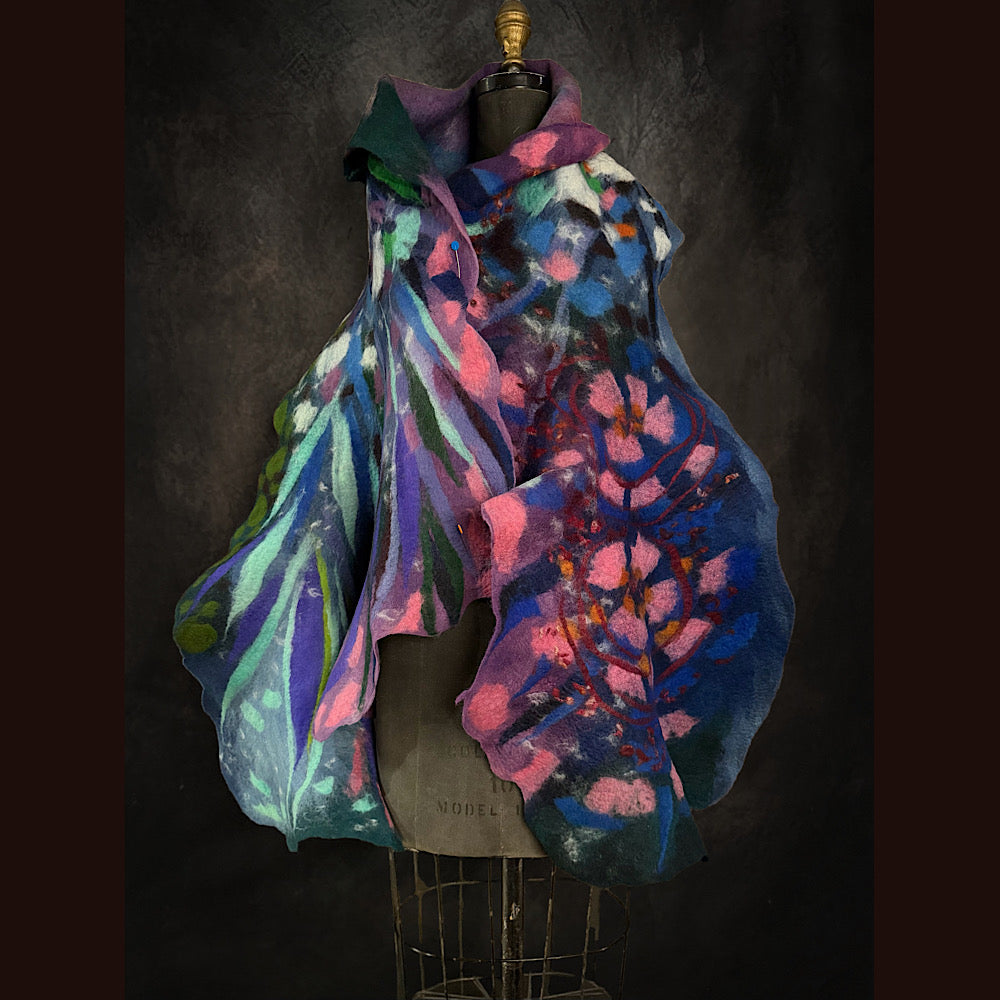 OOAK Handmade wool Felted Scarf 81” X 19”