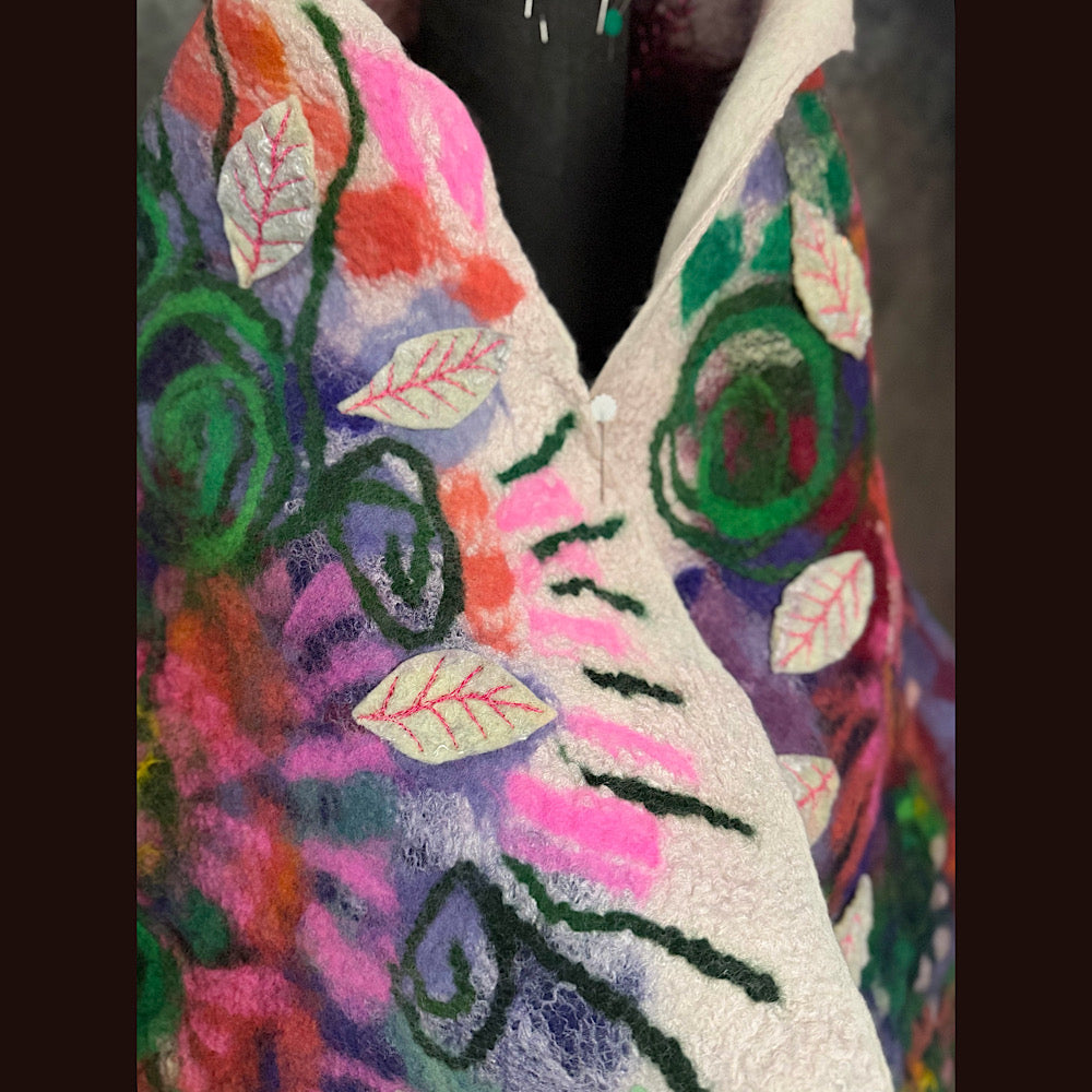 OOAK Handmade wool Felted Scarf 80” X 18”