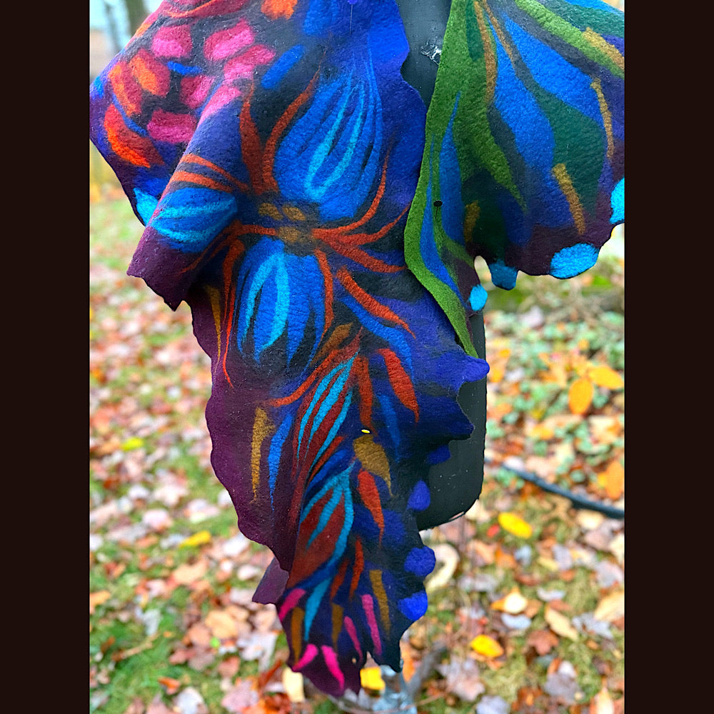 Handmade wool Felted Scarf 78” X 16”