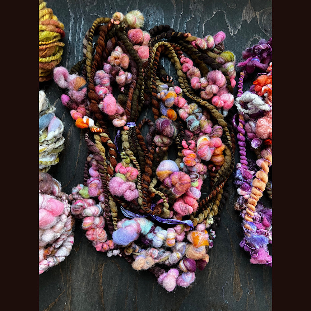 Large lot of hand spun yarn for weaving  knitting crochet 12.3 oz