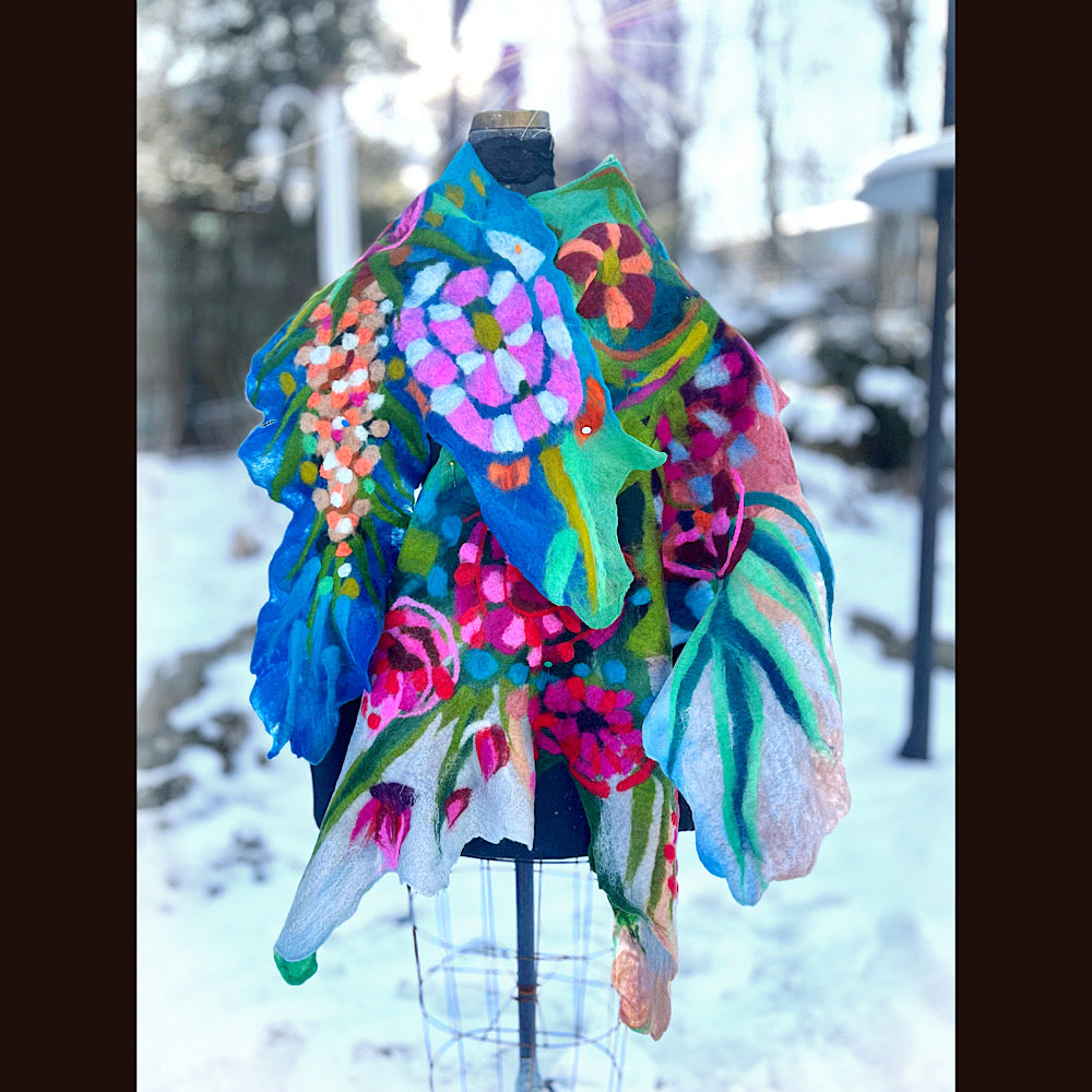 Rose Felted Shawl 84” X 21”