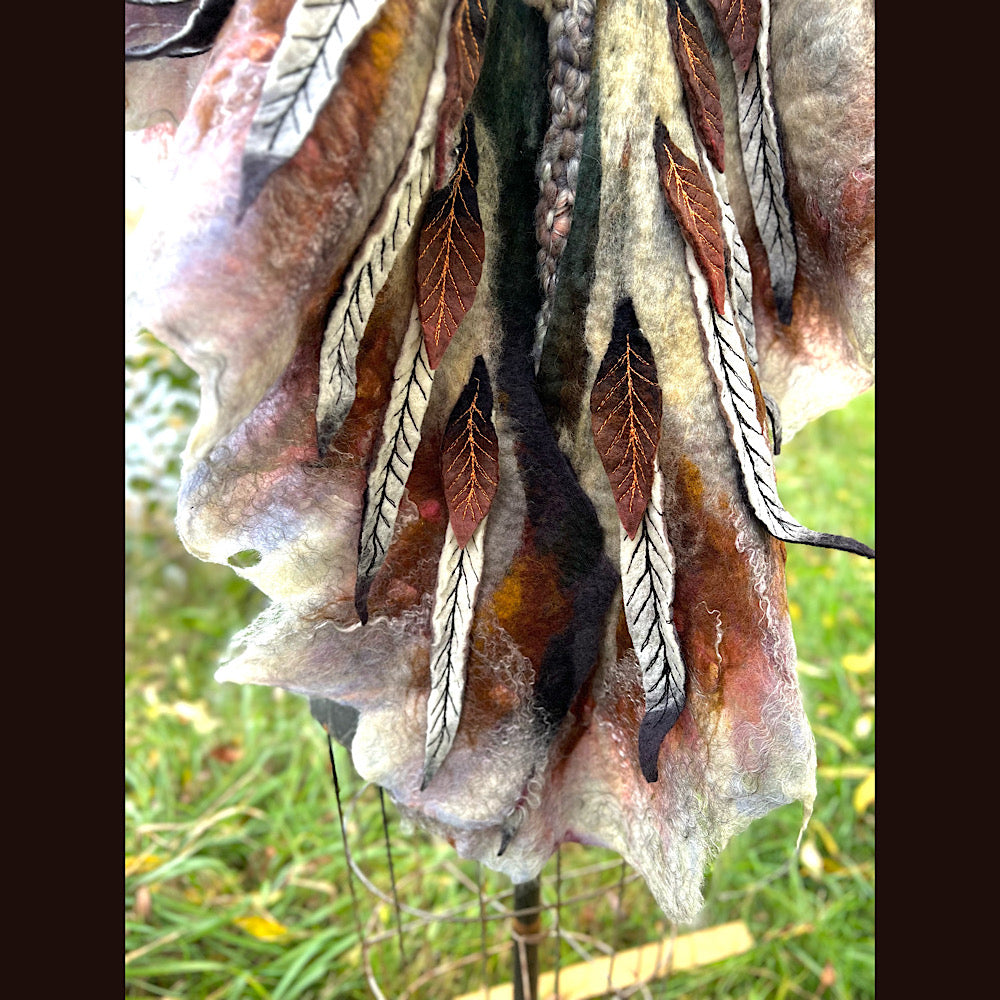 The Owl  felted shawl 80” X 25”