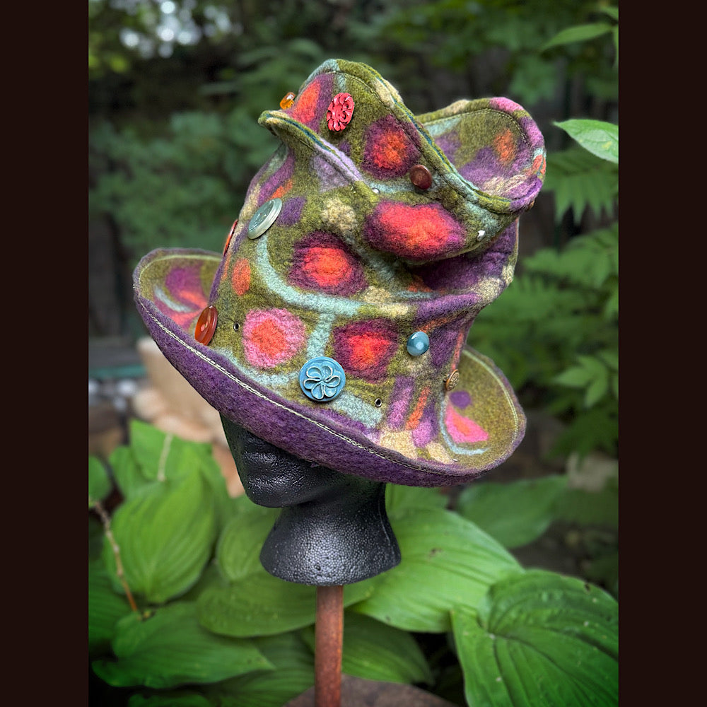 OOAK Handmade wool Felted hat 22” small