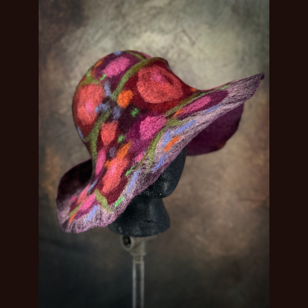 OOAK Handmade wool Felted hat 22” small