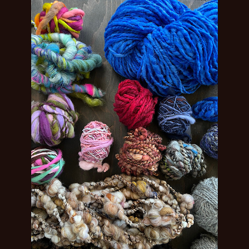 LARGE Lot of various hand spun art yarns 1.6 pound