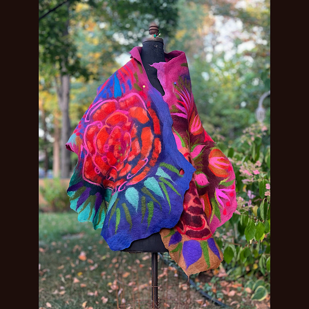 Handmade Felted Wool Scarf 74” X 29”