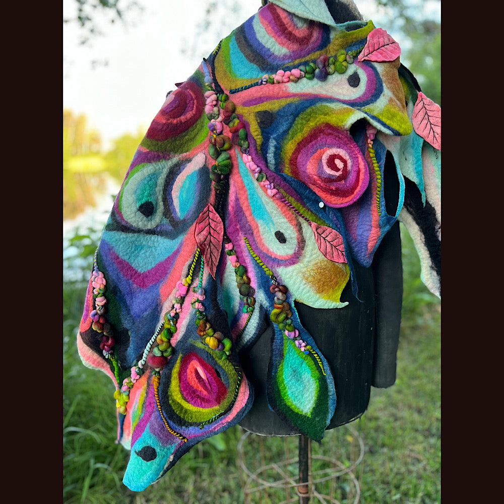 Large Felted Shawl 70” X 28