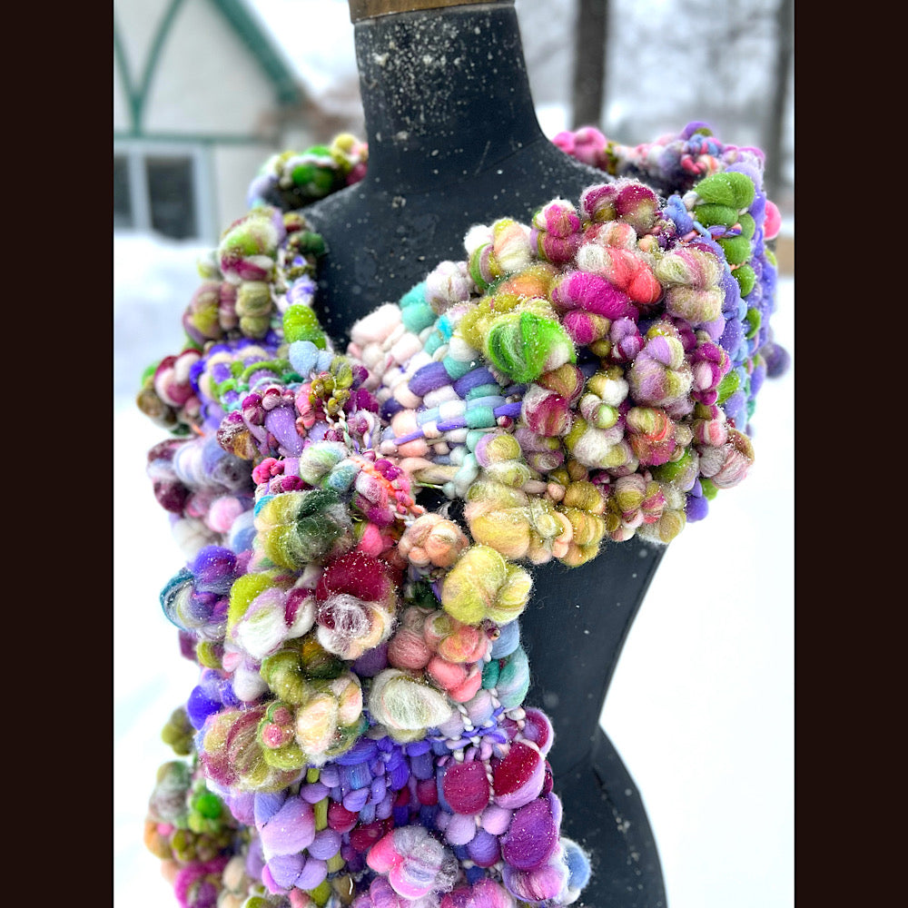 Winter rose Woven art yarn Scarf 100” X 7-8”