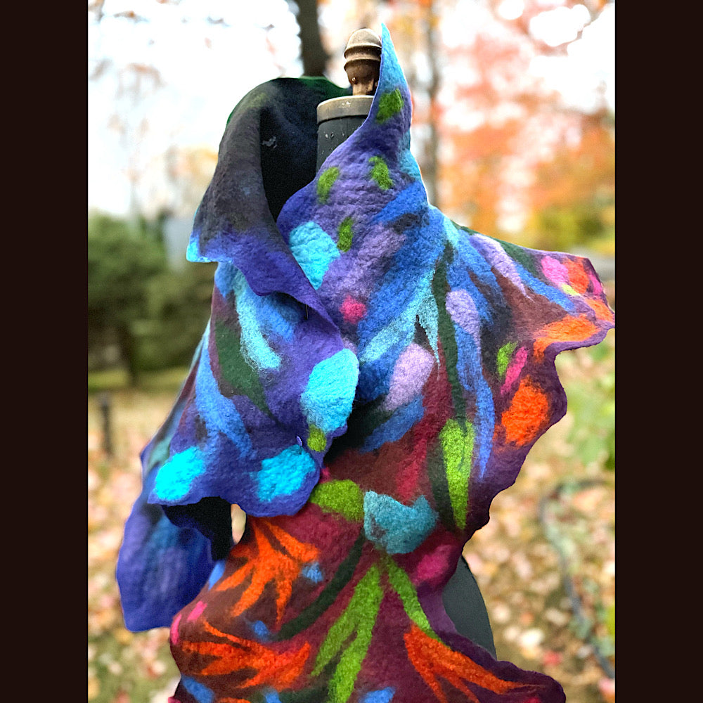 Handmade wool Felted Scarf 79” X 23”