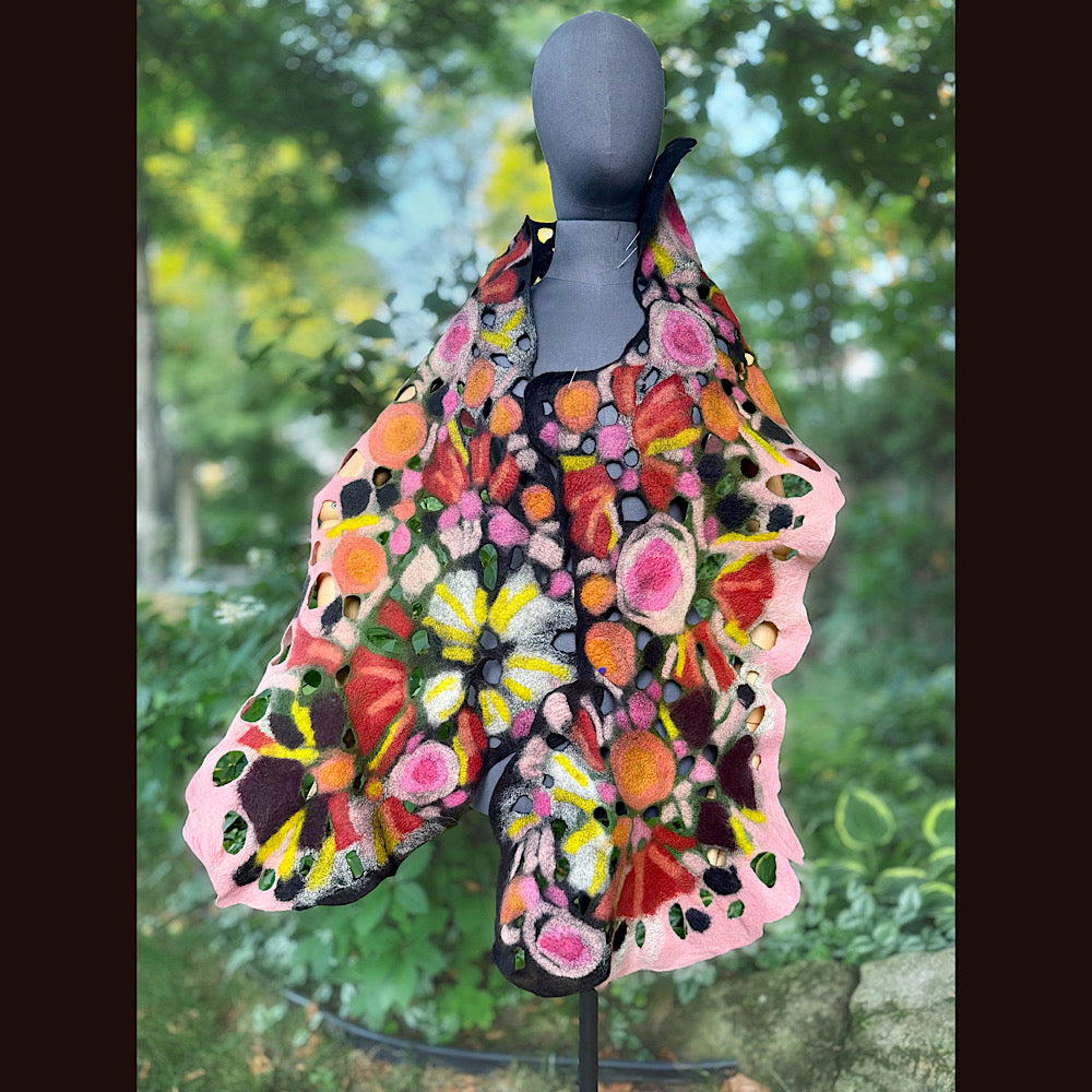 OOAK Handmade wool Felted Scarf 82” X 17” Original art work