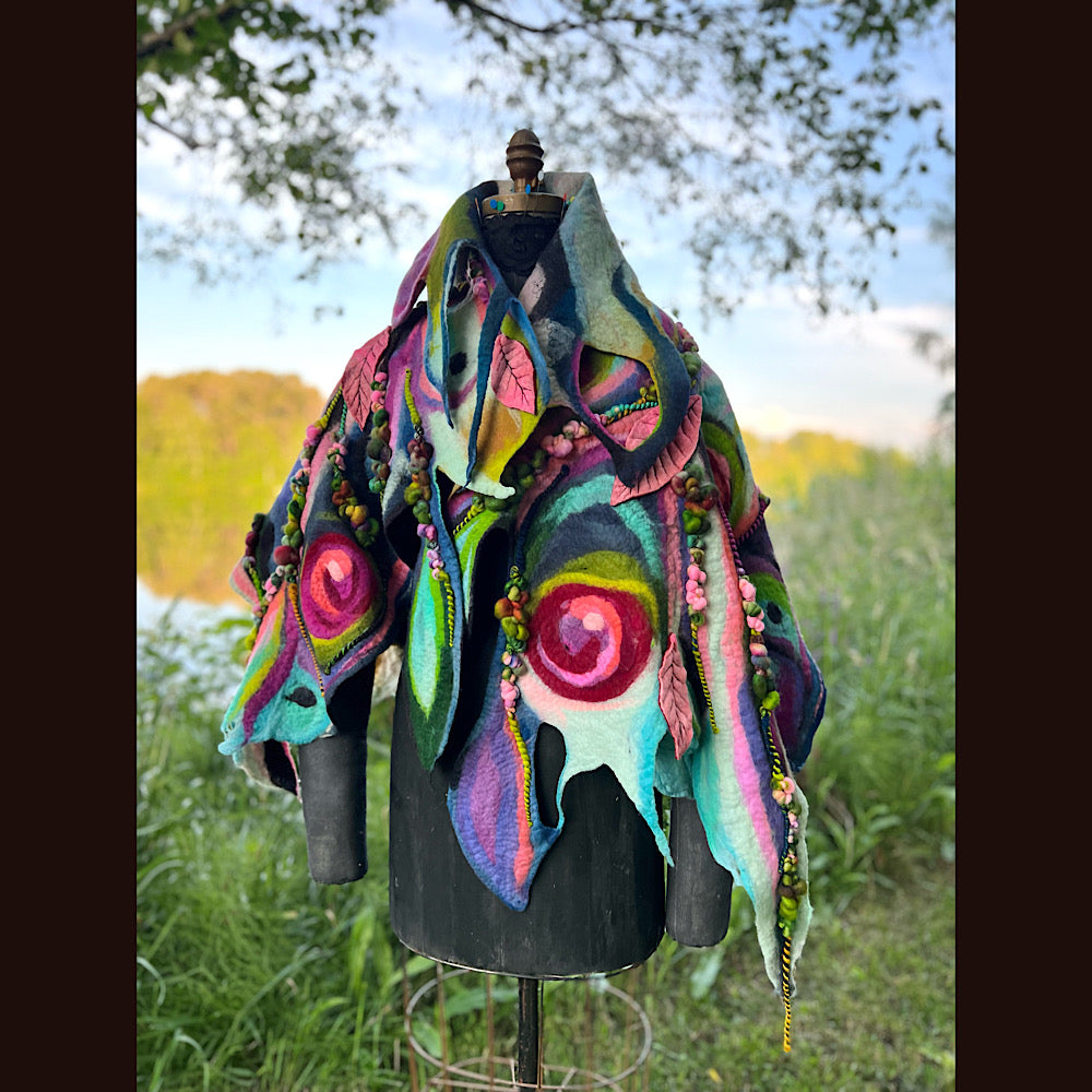 Large Felted Shawl 70” X 28