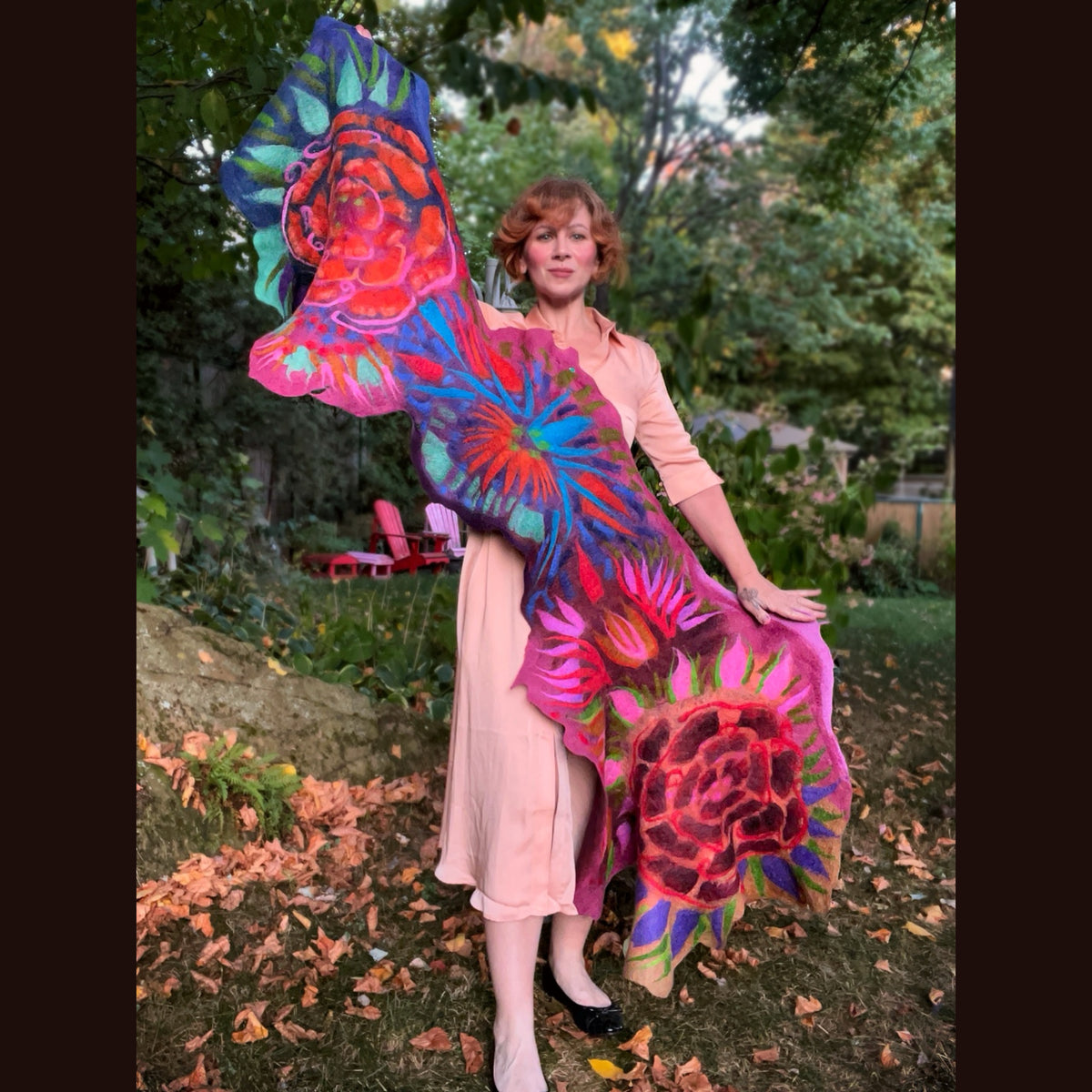 Handmade Felted Wool Scarf 74” X 29”