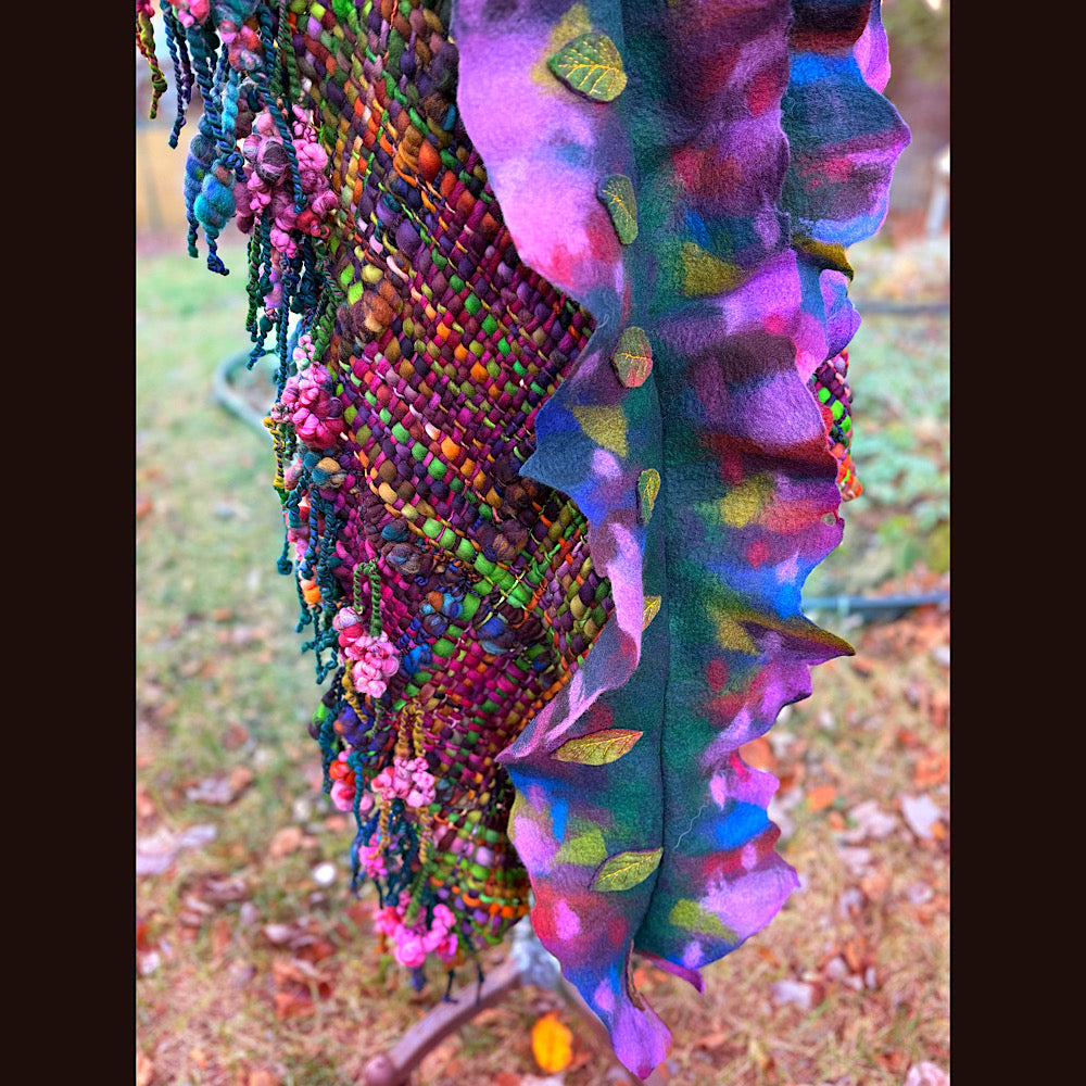 Handmade wool Felted Scarf 90” X 16”