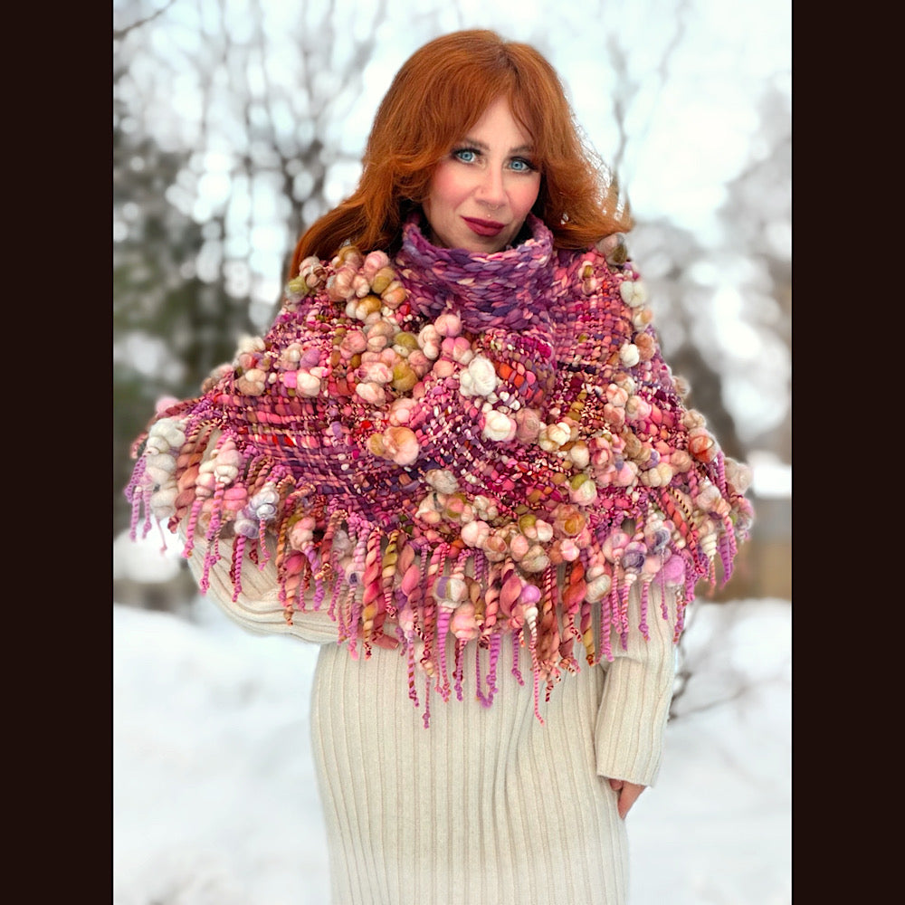 Handmade wool Woven Scarf shawlette 26”X  20” larger size