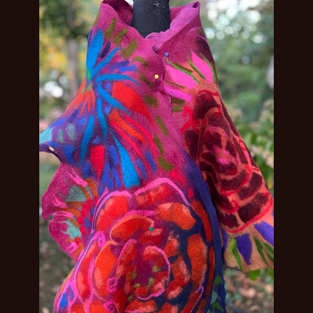 Handmade Felted Wool Scarf 74” X 29”