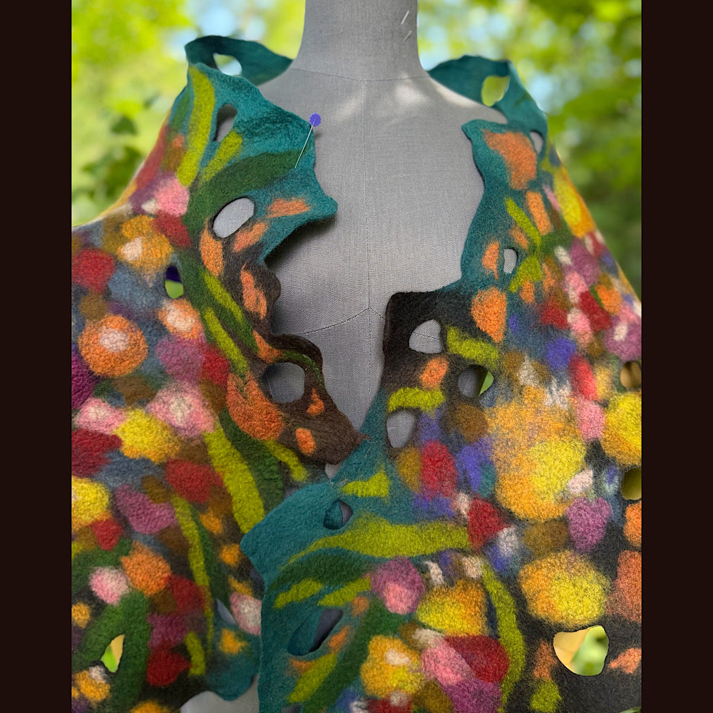 OOAK Handmade wool Felted Scarf 72” X 13” Original art work