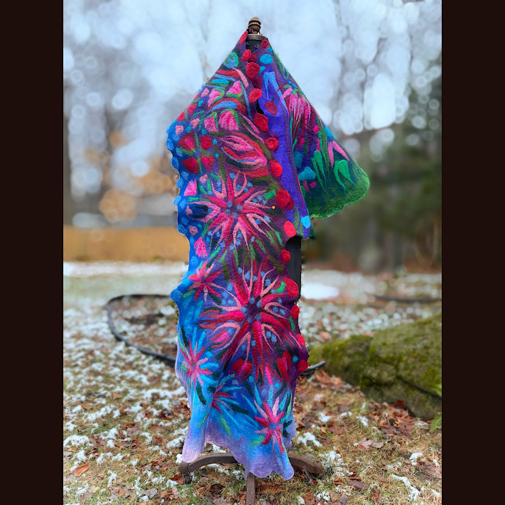 Handmade wool Felted Scarf 88” X 22”