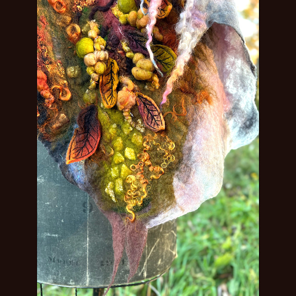 Chicoutimi river felted shawl 59” X 22”