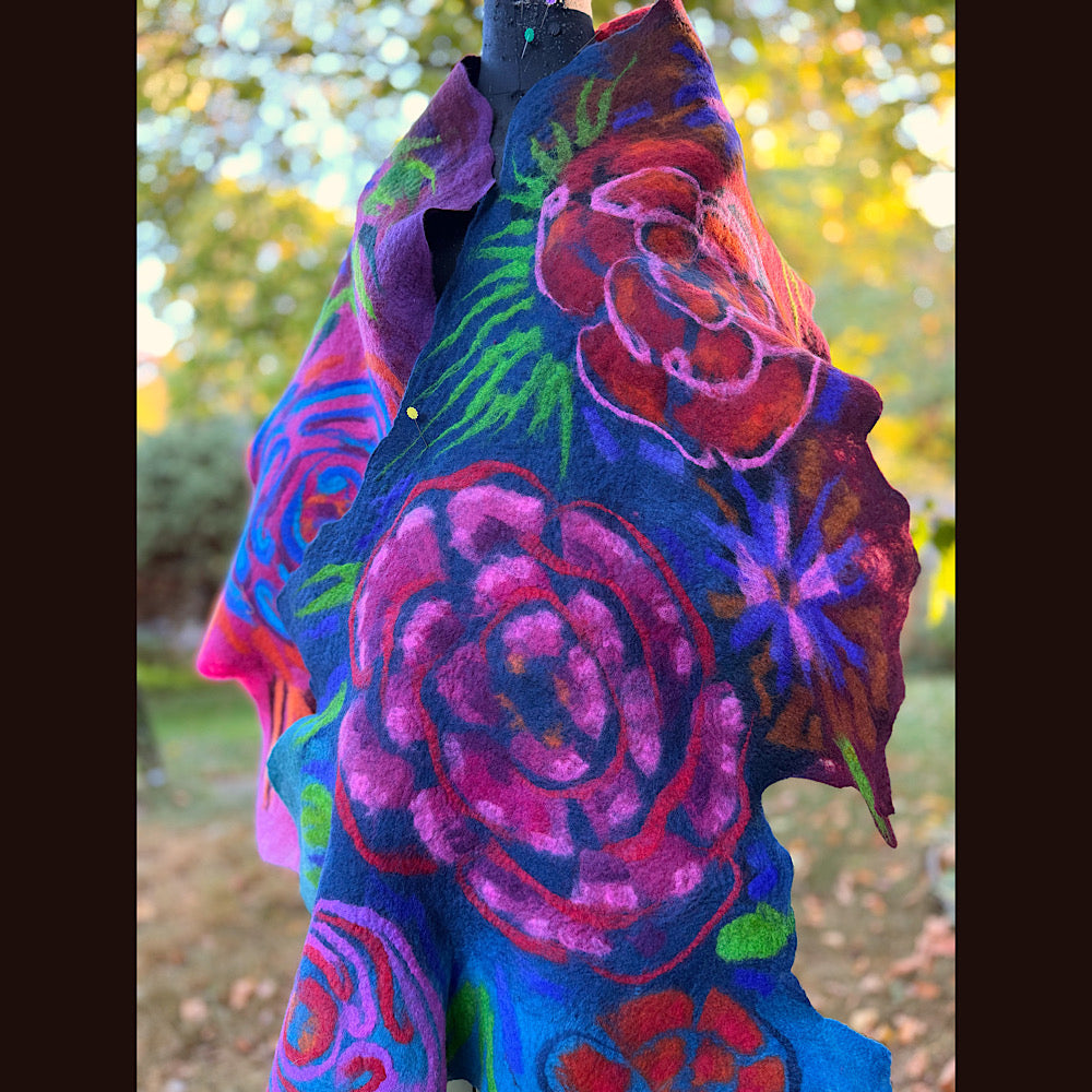 Handmade Felted Wool Scarf 82” X 25”