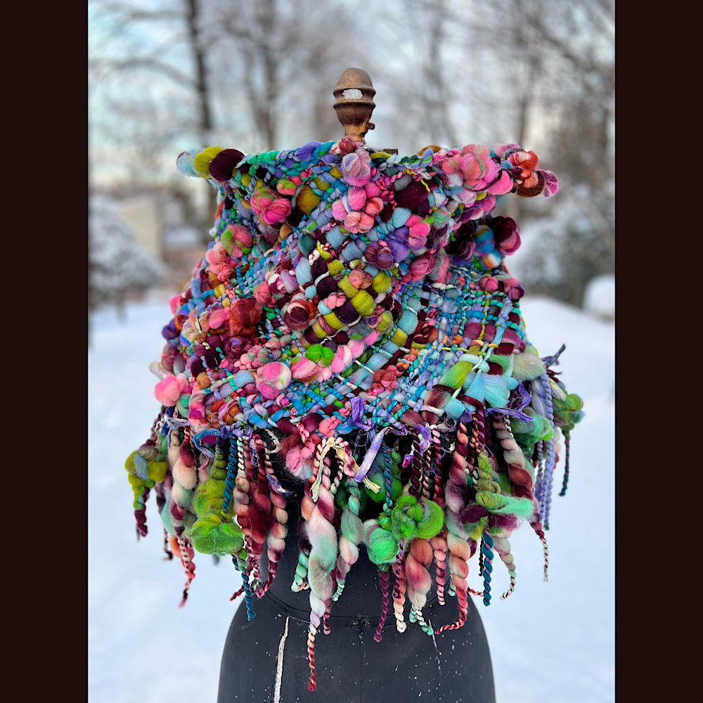 Winter rose Woven art yarn Giant cowl