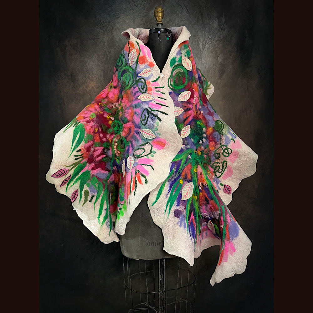 OOAK Handmade wool Felted Scarf 80” X 18”