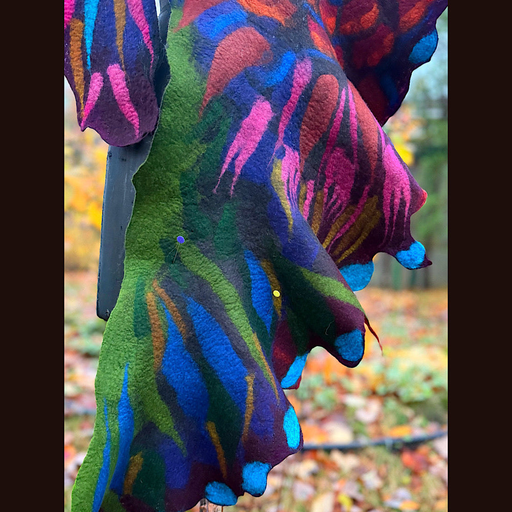 Handmade wool Felted Scarf 78” X 16”