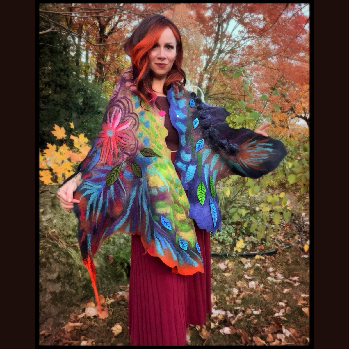 Handmade Felted Wool Scarf 74” X 33”