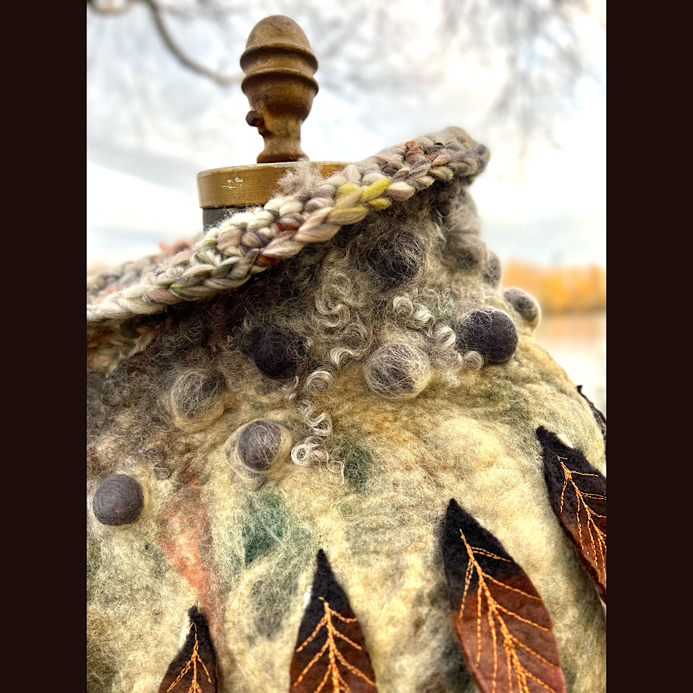 The Owl  felted shawl 80” X 25”