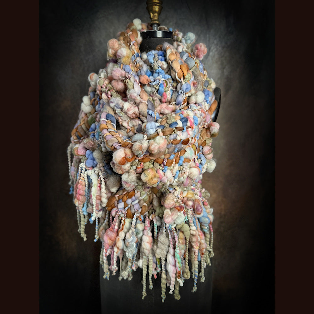 Handmade wool Woven Scarf 88” X 11”