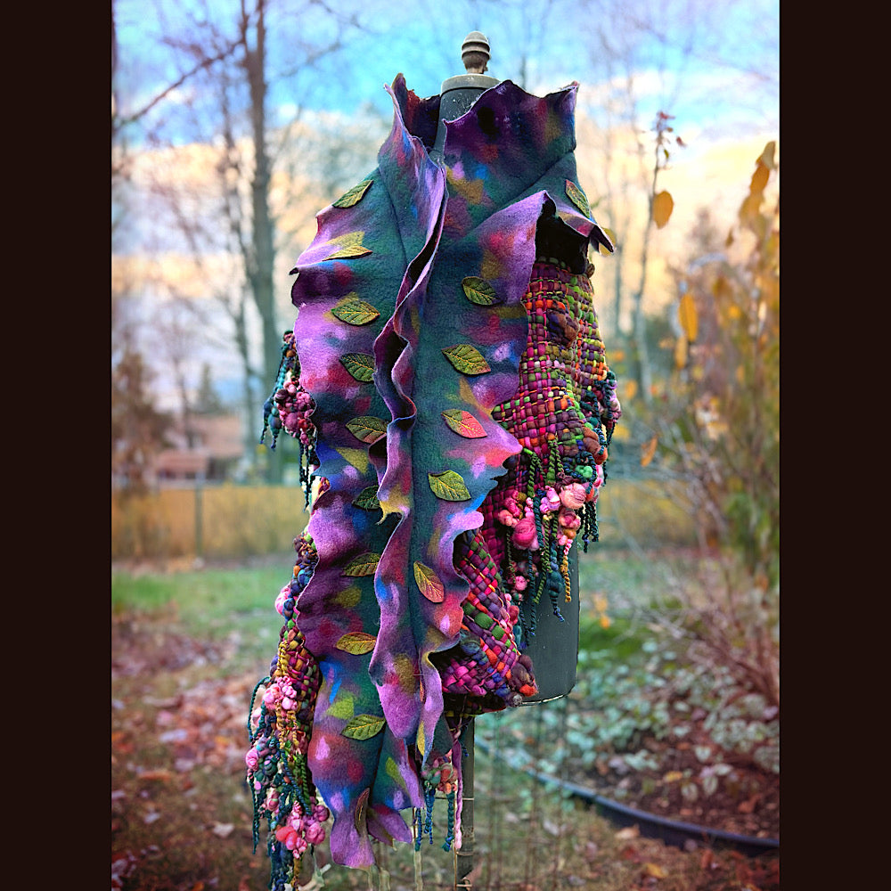 Handmade wool Felted Scarf 90” X 16”