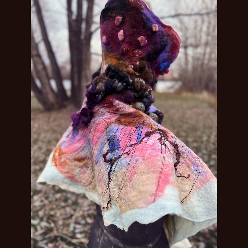 Last rays before dawn felted scarf 69” X 20”