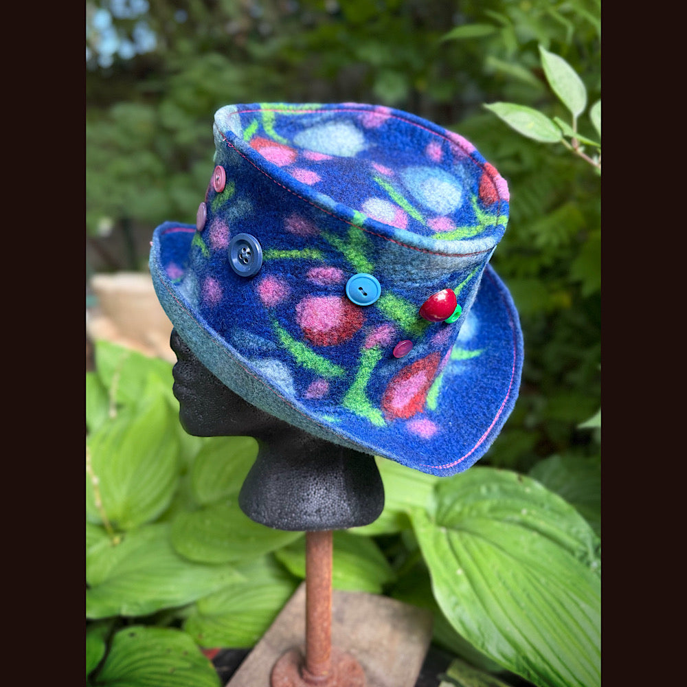 OOAK Handmade wool Felted hat 23.5” medium Silk lining