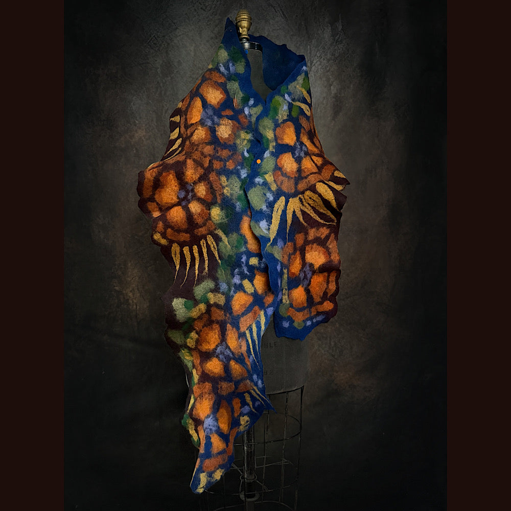 OOAK Handmade wool Felted Scarf 81” X 12”