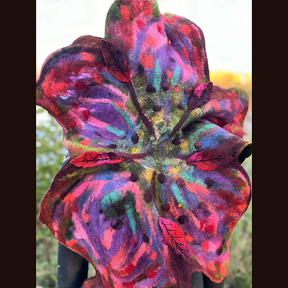 Wild Rose Felted Scarf 70” x 25”