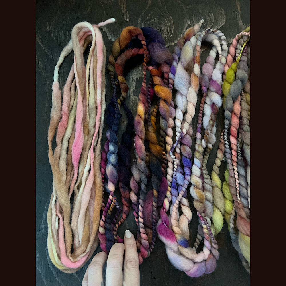Lot of art yarns for weaving 4.6 OZ