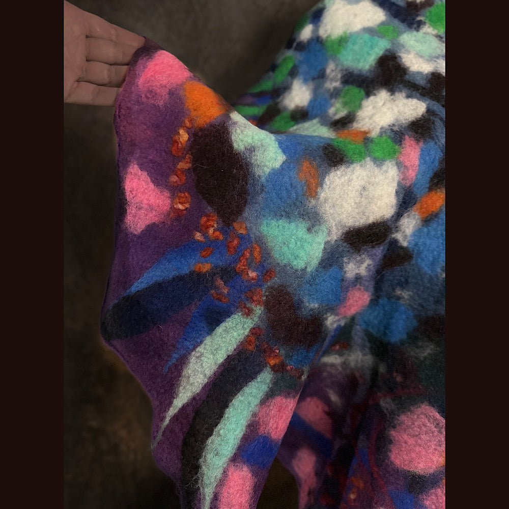 OOAK Handmade wool Felted Scarf 81” X 19”