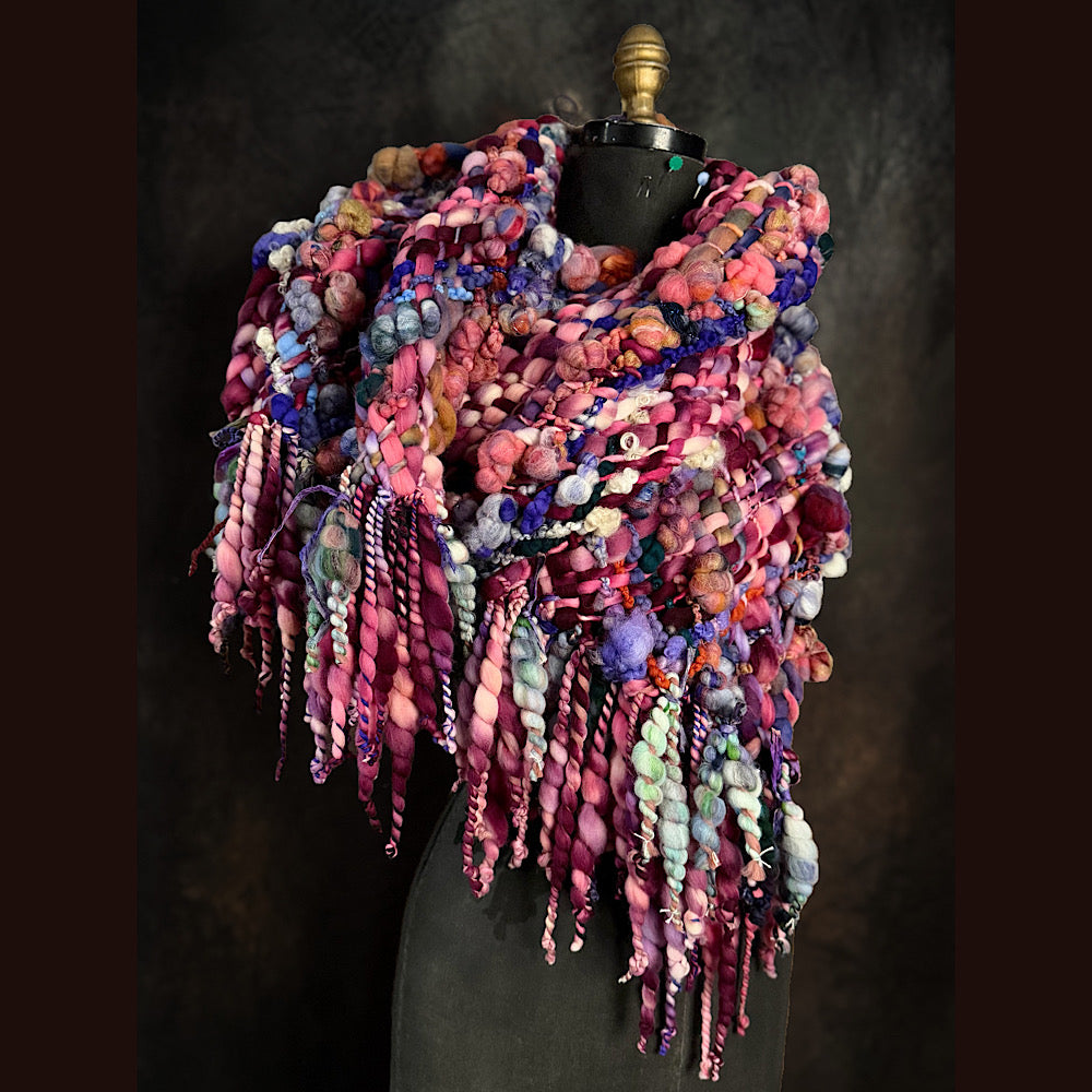 Handmade wool Woven Scarf 88” X 11”