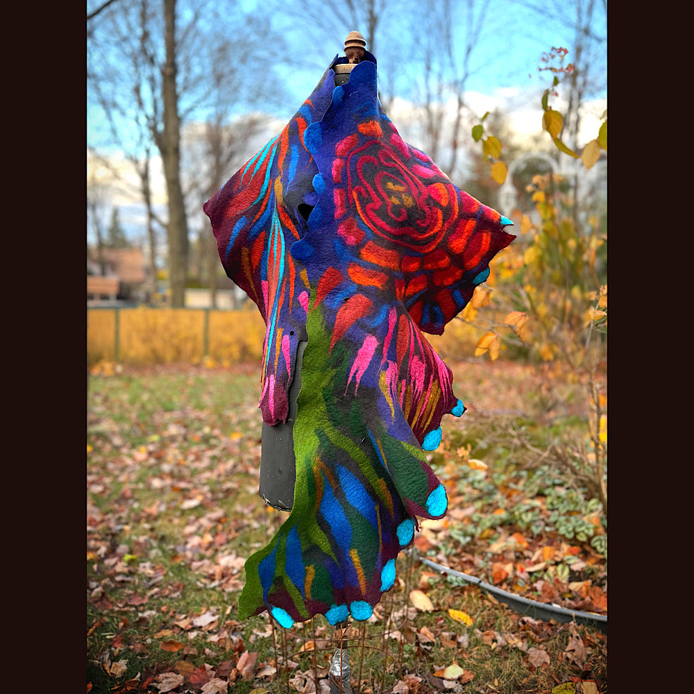 Handmade wool Felted Scarf 78” X 16”